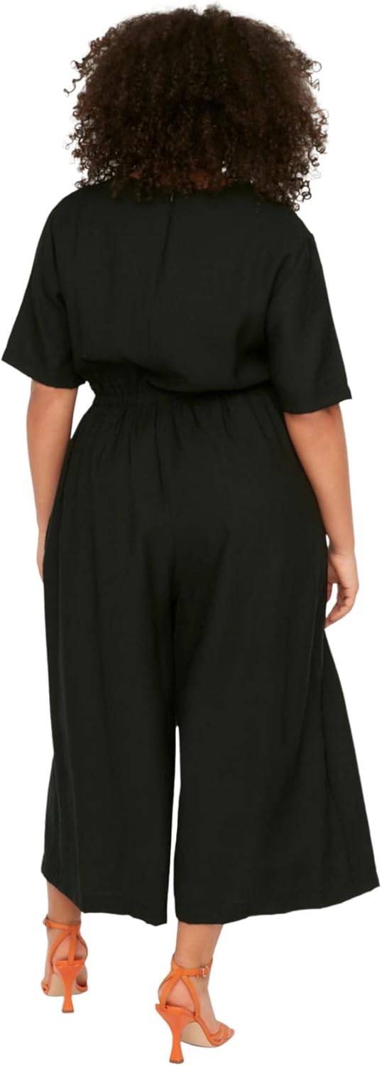 TRENDYOL Damen Women Plain Woven Plus Size Overall 44 Plus Schwarz, 44 Plus Schwarz