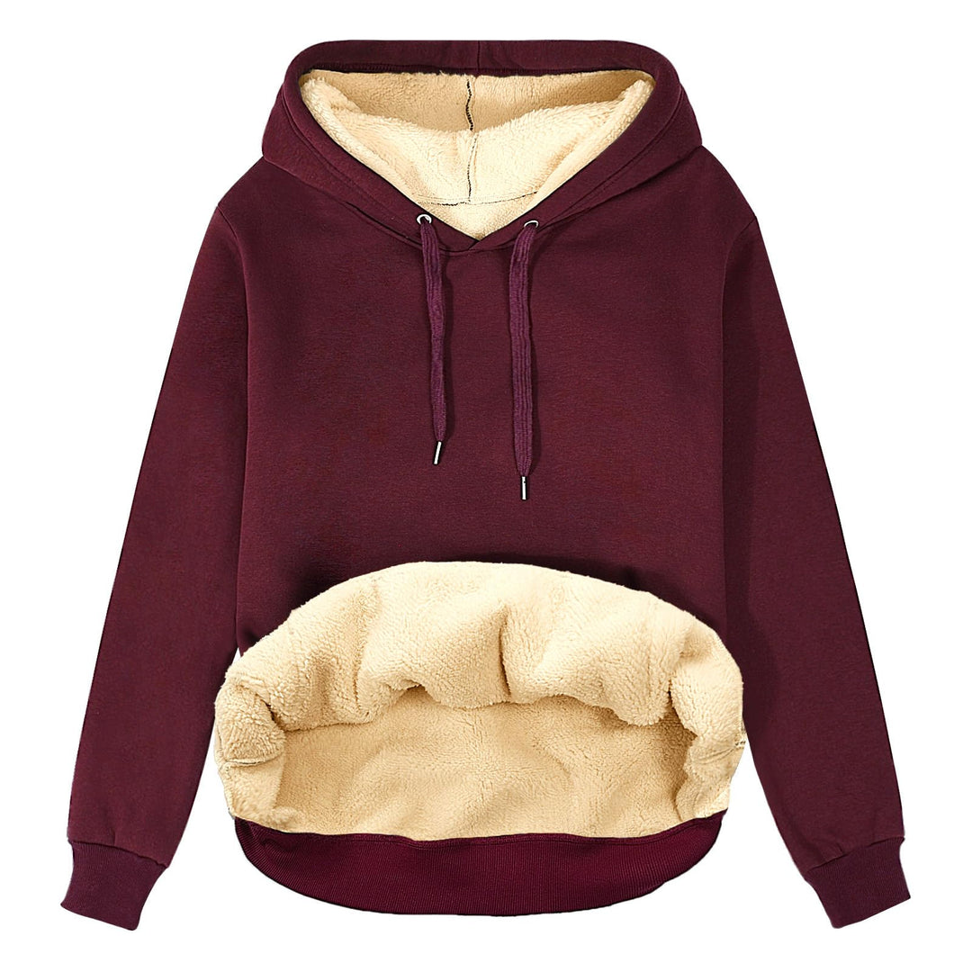 Damen Winter Warmes Sweatshirt Fleece Sherpa Gefütterter Pullover mit Kapuze Lässiger Sportlicher Fl
