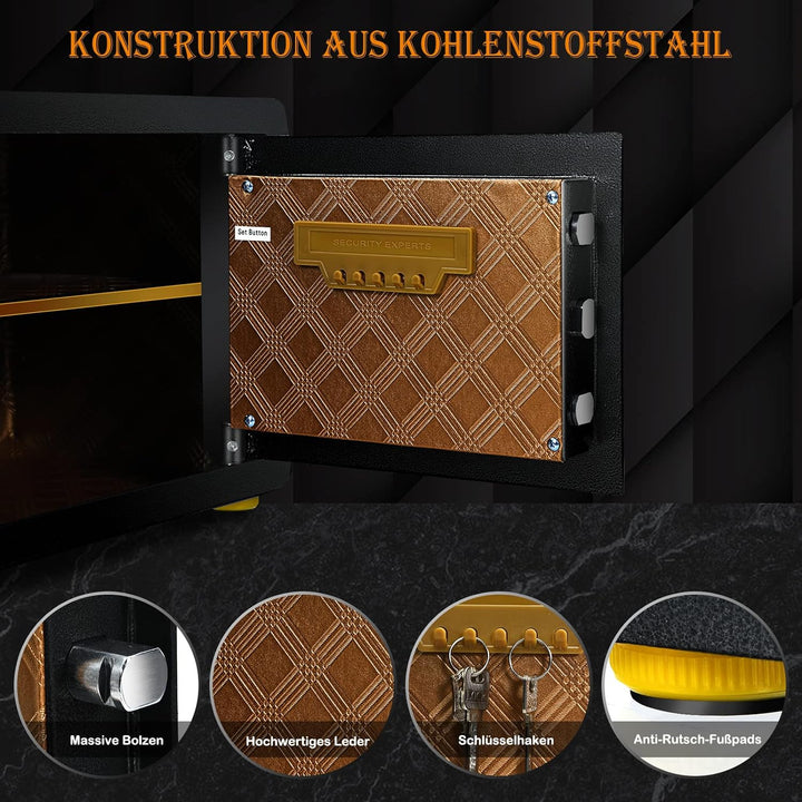 GOPLUS Elektronischer Safe, Feuerfester Möbeltresor mit Zahlenschloss, Schlüssel & Alarmsystem, Wand
