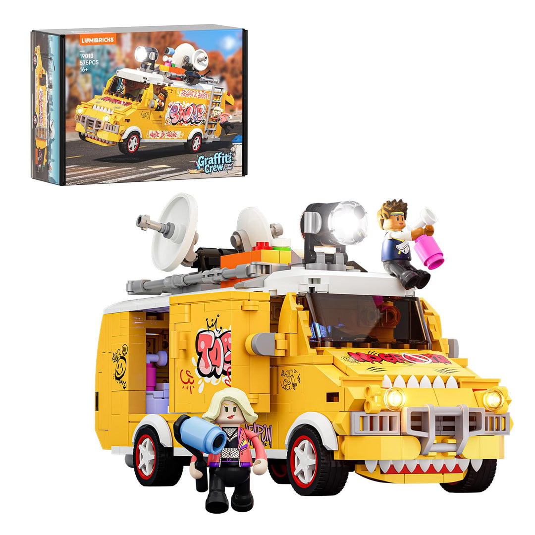 Lumibricks Street-Fusion Graffiti Crew Beleuchtetes Bauset, 575 Teile Graffiti-Truck mit LED-Beleuch