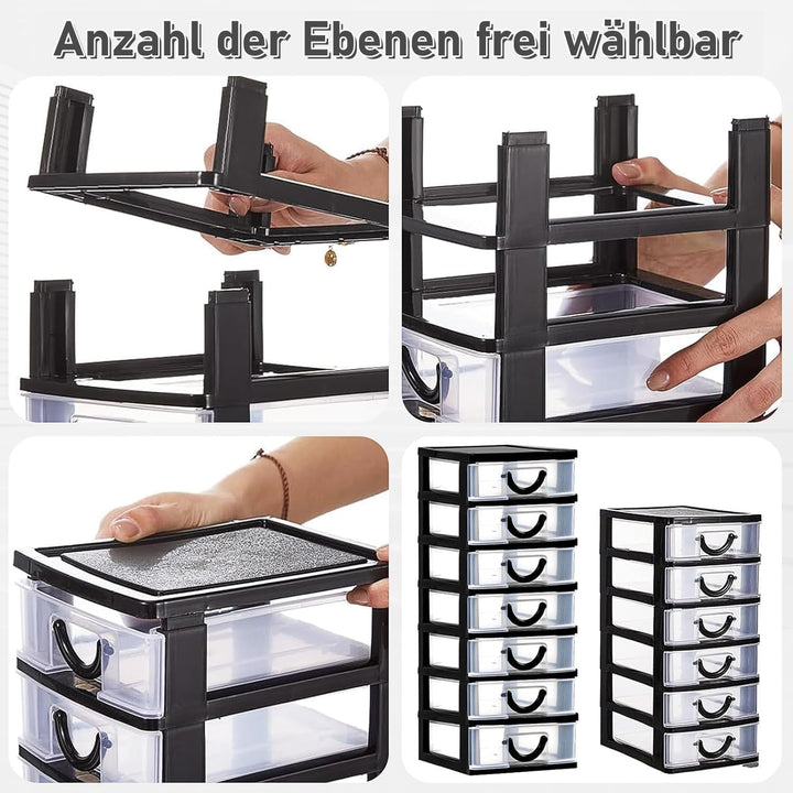 2 Stück Schubladenorganizer aus Kunststoff mit 7 Schubladen, Kleine Aufbewahrungsboxen für Bastelbed