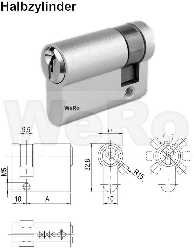 für gleichschliessendes SET/Längen frei kombinierbar Halbzylinder A:30mm B:10 Halbzylinder A:30 B:10