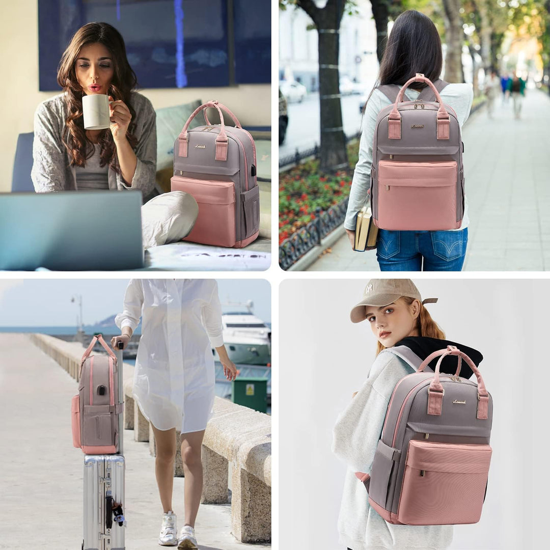 LOVEVOOK Rucksack Damen, 15,6 Zoll Laptop Rucksack Schulrucksack Mädchen Teenager mit Laptopfach, Wa