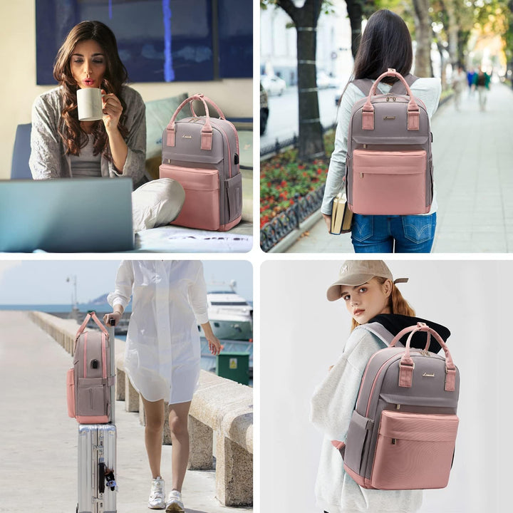 LOVEVOOK Rucksack Damen, 15,6 Zoll Laptop Rucksack Schulrucksack Mädchen Teenager mit Laptopfach, Wa