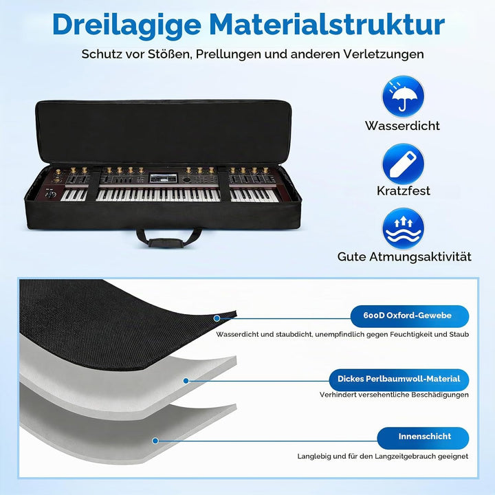 88 Tasten Keyboard Tasche, Tragbare Gigbag Zwei-Möglichkeiten E-Piano Tasche Gepolstert aus 600D Rob