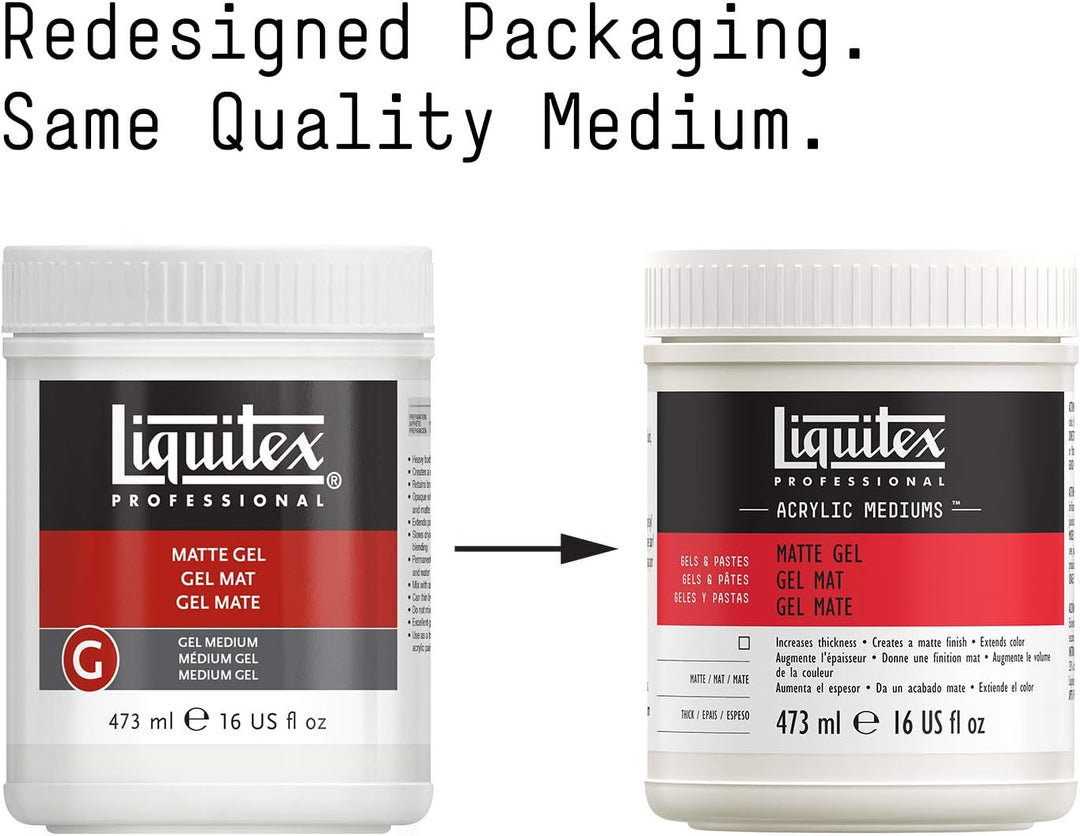 Liquitex 5322 Professional Mattes Gel Medium, entzieht Acrylfarben den Glanz, kann als Klebemittel f