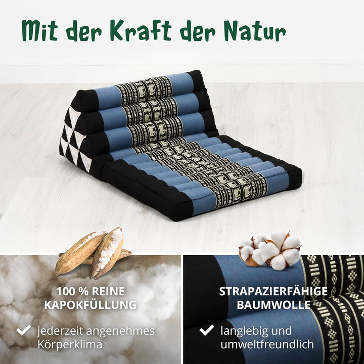 livasia Thaikissen mit 1 Auflage, Dreieckskissen mit Sitzkissen, Keilkissen mit Kapok, Rückenkissen