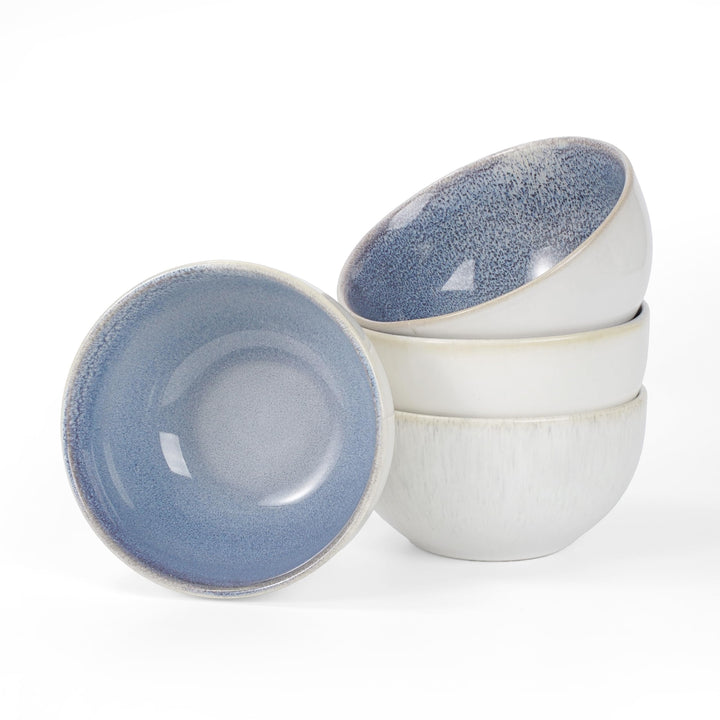 Jiwoo Müslischalen &amp; Frühstücksschalen 4er 600 ml mit Reaktivglasur | Aus Modern Bone China – handge