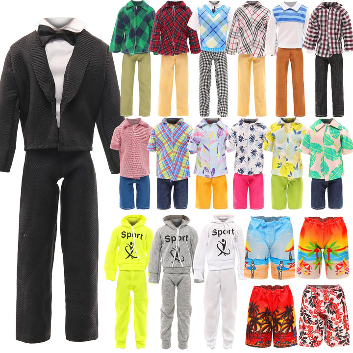 Miunana 12 Kleidung für 12 Zoll Jungen Puppen = 1 Anzug 1 Sportbekleidung 2 Kleidung Oberteile 2 Hos