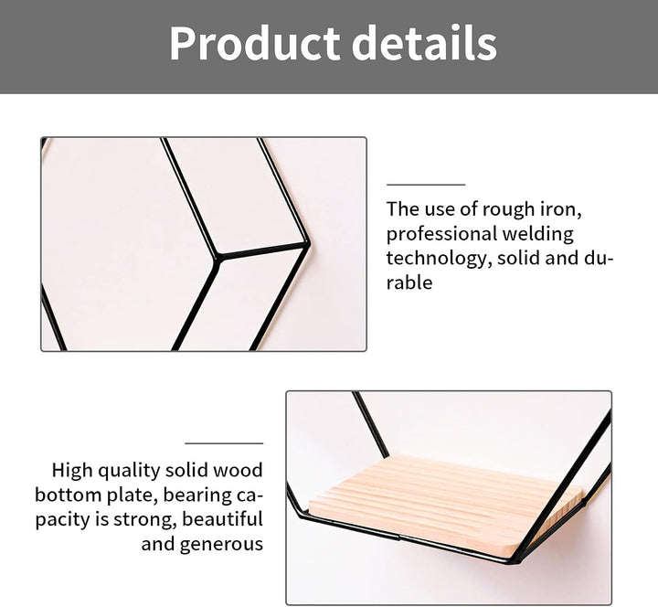 WingFly Hexagon Wandregal Ablage aus Holz Metall, 3 Grössen Hängeregal Schweberegal Gitterregal Wand