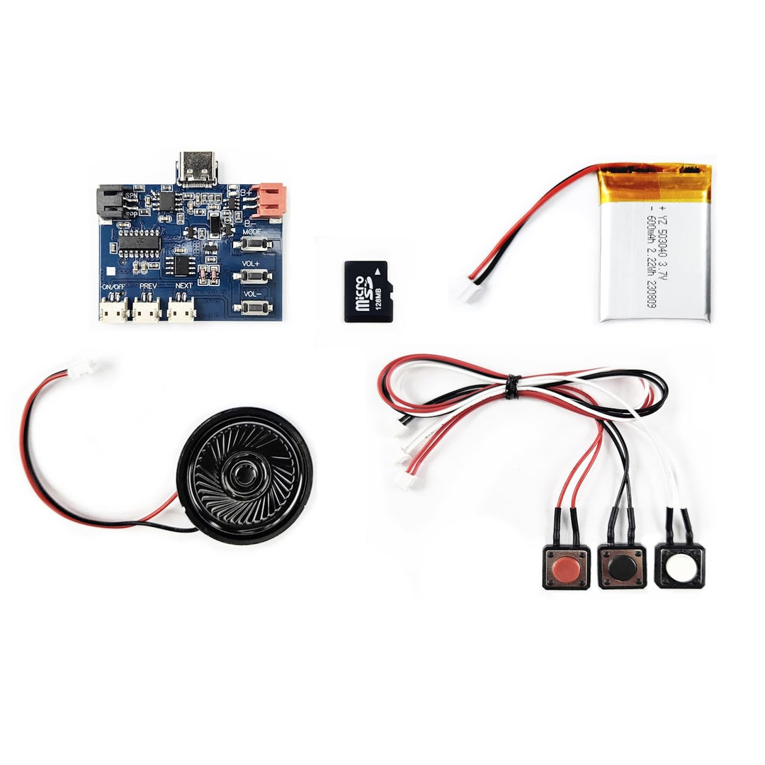 MP3 Soundmodul mit 3 Tasten, 3 Wiedergabeoptionen (Nicht Loop, Loop und Zufall), 128 MB Speicher, wi