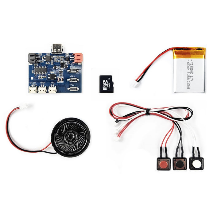 MP3 Soundmodul mit 3 Tasten, 3 Wiedergabeoptionen (Nicht Loop, Loop und Zufall), 128 MB Speicher, wi