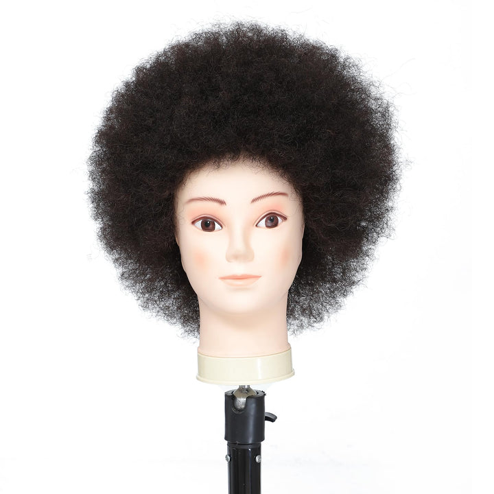 Tcwuzick Ausbildung Kopf African American mit 100% Echthaar Schaufensterpuppe Kopf Kosmetologie Afro