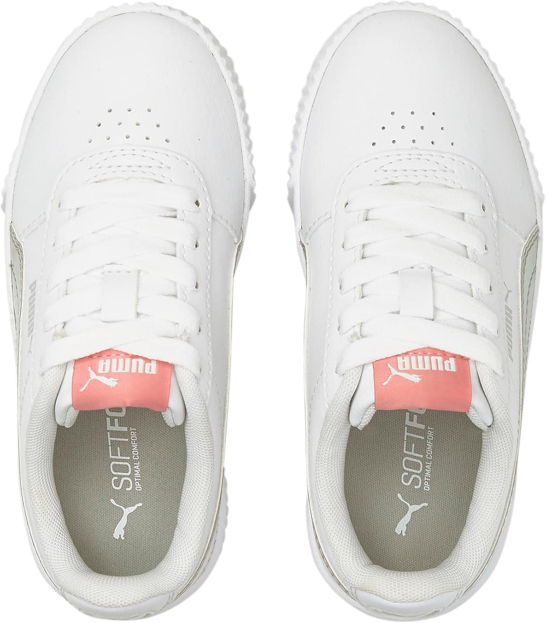 PUMA Carina L Jr Kinder Sneaker Leder Schuhe 370677 06 Weiss 26 EU Puma White Puma Silver, 26 EU Pum
