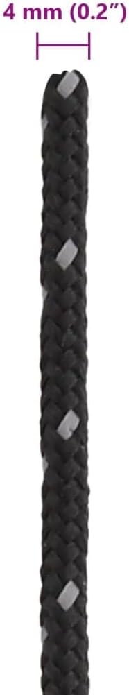 vidaXL Zeltleine Reflektierend mit Seilspannern 50 m 4 mm Schwarz 4 mm, Schwarz 4 mm