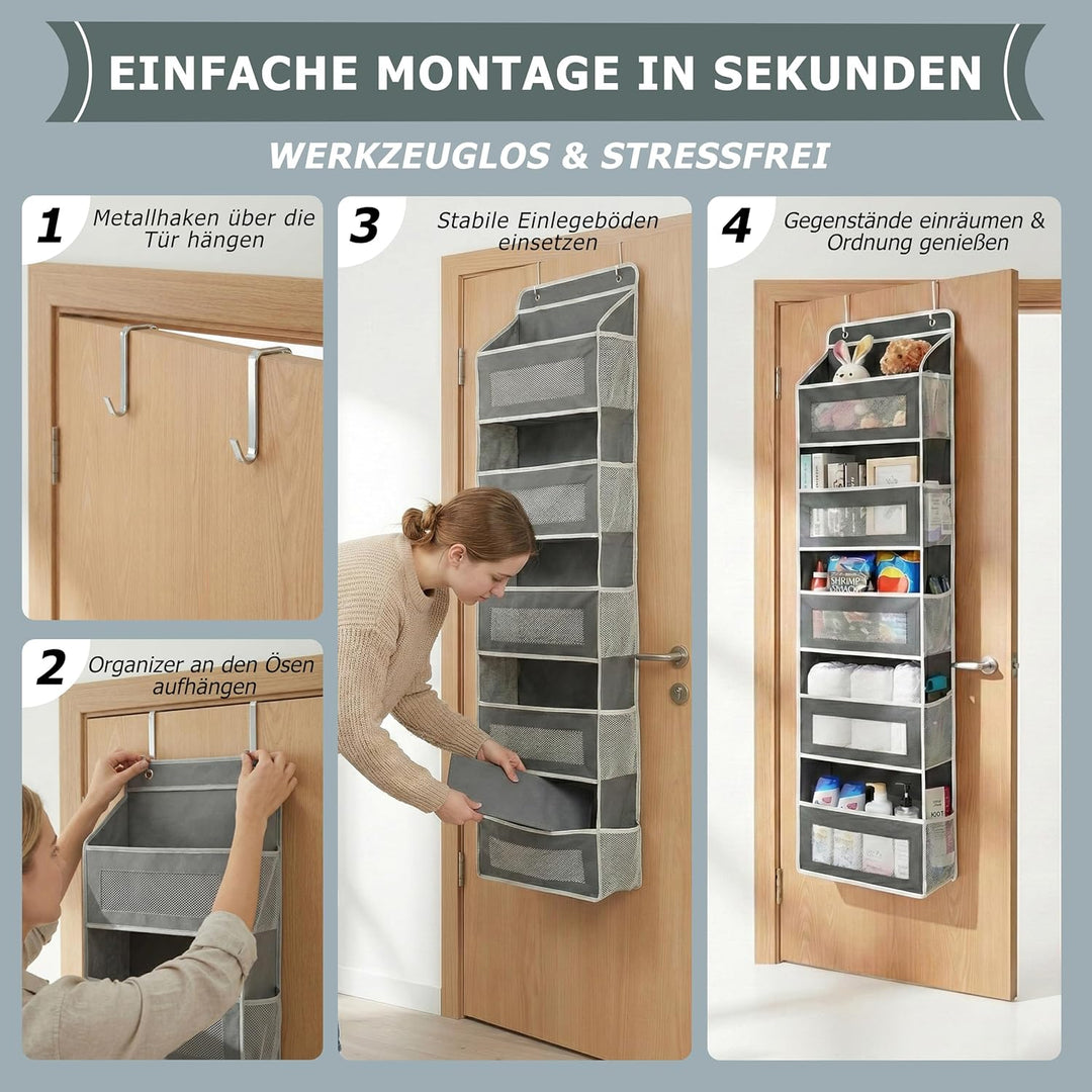 Hängeorganizer für die Tür, Upgrade Türorganizer mit 5 Fächern, Grosses Hängeregal, Faltbares Aufbew