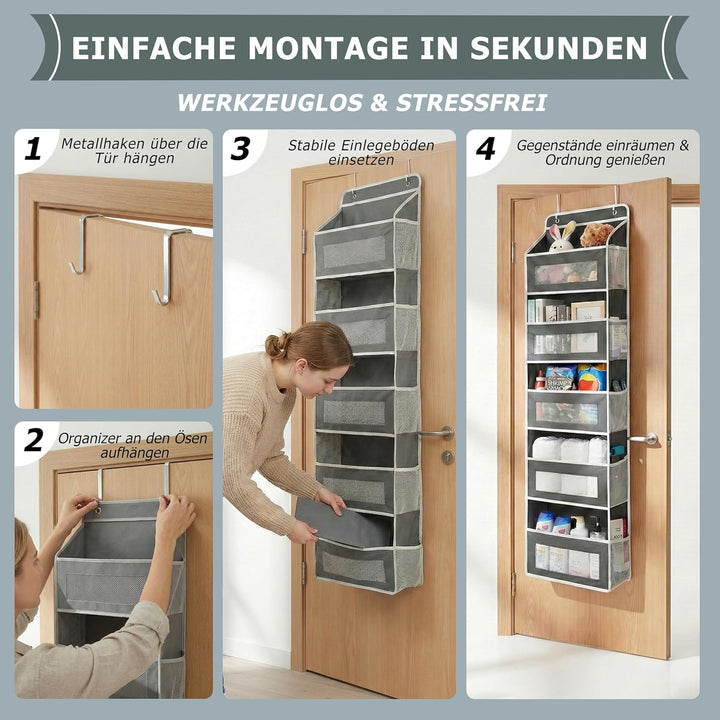 Hängeorganizer für die Tür, Upgrade Türorganizer mit 5 Fächern, Grosses Hängeregal, Faltbares Aufbew