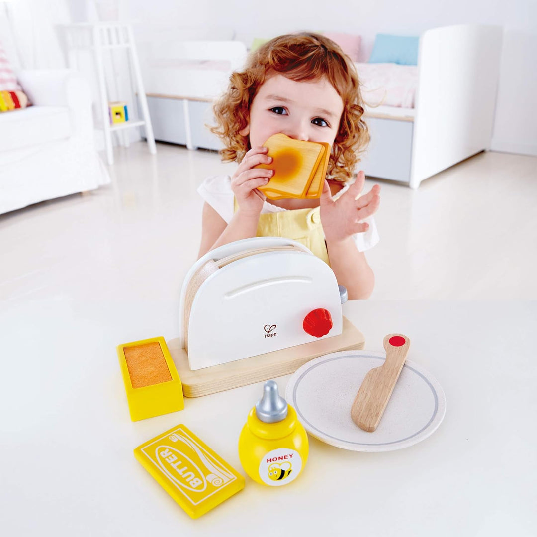 Hape Pop-up-Toaster-Set| Küchen-Fantasiespiel mit Frühstückszubehör für Kinder von Hape, Weiss Singl