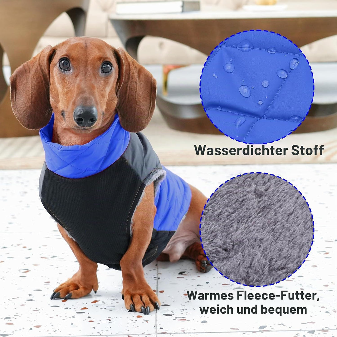Warmer Fleece-Hundemantel für kleine Hunde, D-Ringe, wasserdichte Welpenjacke für den kalten Winter,