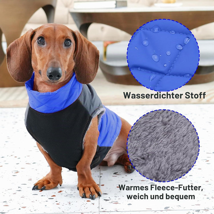 Warmer Fleece-Hundemantel für kleine Hunde, D-Ringe, wasserdichte Welpenjacke für den kalten Winter,