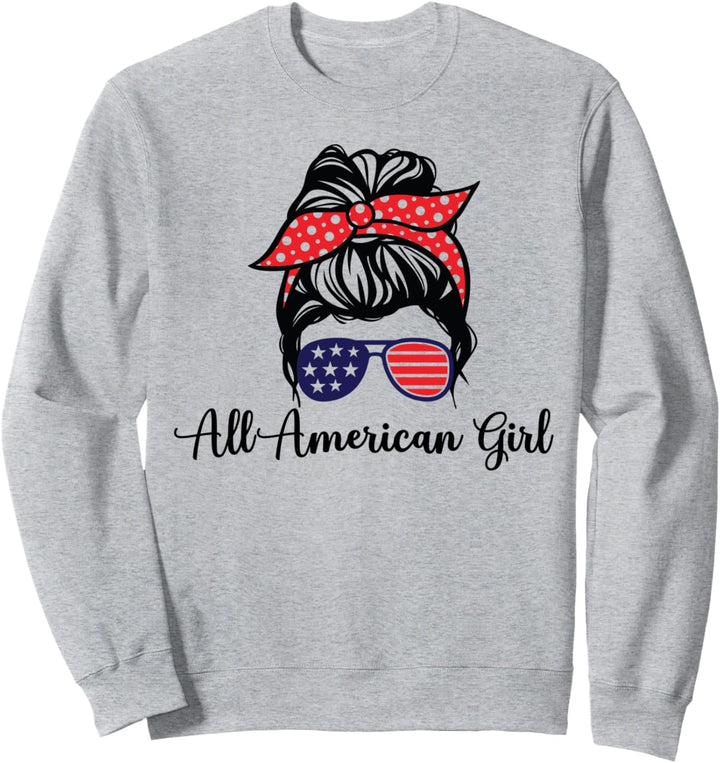Alle Amerikanisches Mädchen 4. Juli USA Flagge Sonnenbrille Sweatshirt