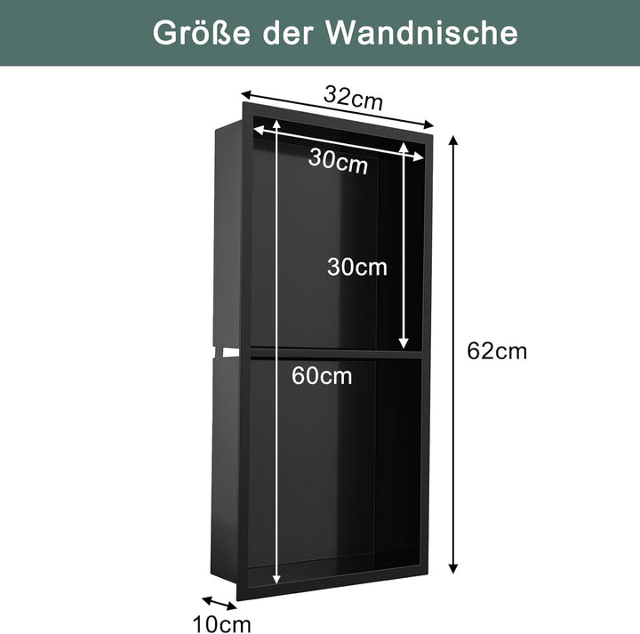 Wandnische Dusche Edelstahl 304, Keine Fliesen Erforderlich, Eingebettet Duschnische 60 x 30 x 10 cm