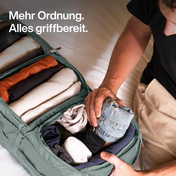 TRAVEL DUDE Hängeorganizer mit Kompression aus recycelten Plastikflaschen | Tragbare Reiseregale für
