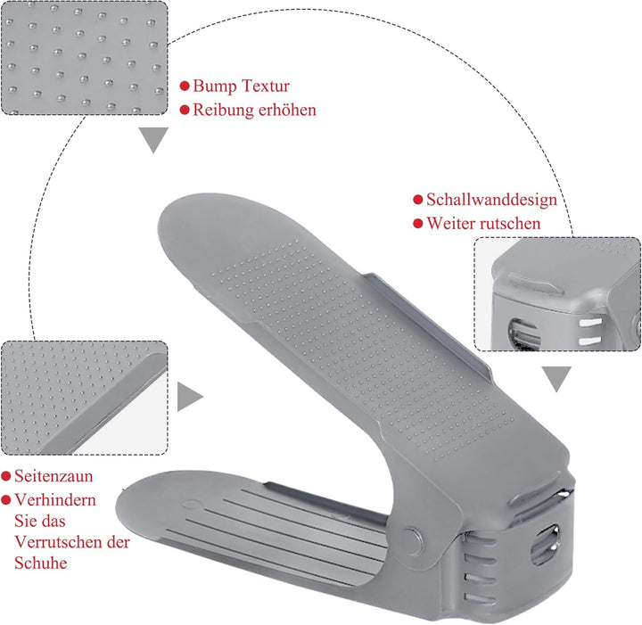 YRHome 60 Stück Einstellbare Schuhregale Schuhorganizer Schuh Organisierer aus PP-Material, 3 höhenv