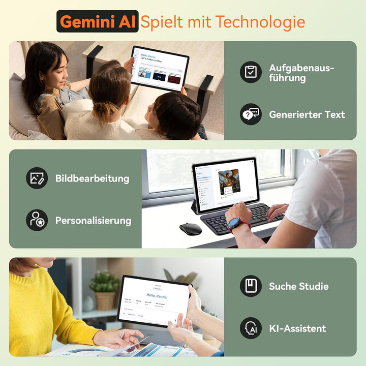 Tablet mit Tastatur Android 16 - Gemini AI, 24GB RAM + 256GB ROM (2TB TF), Tablet 10 Zoll, 5000mAh A