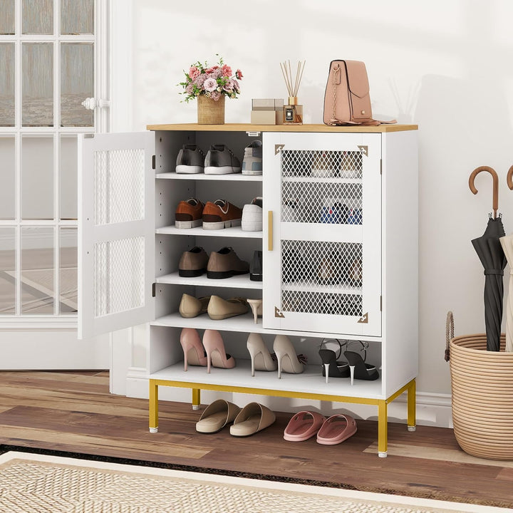 GIANTEX Schuhschrank mit 5 Ebenen, Schuhregal mit verstellbaren Ablagen, freistehende Schuhablage mi