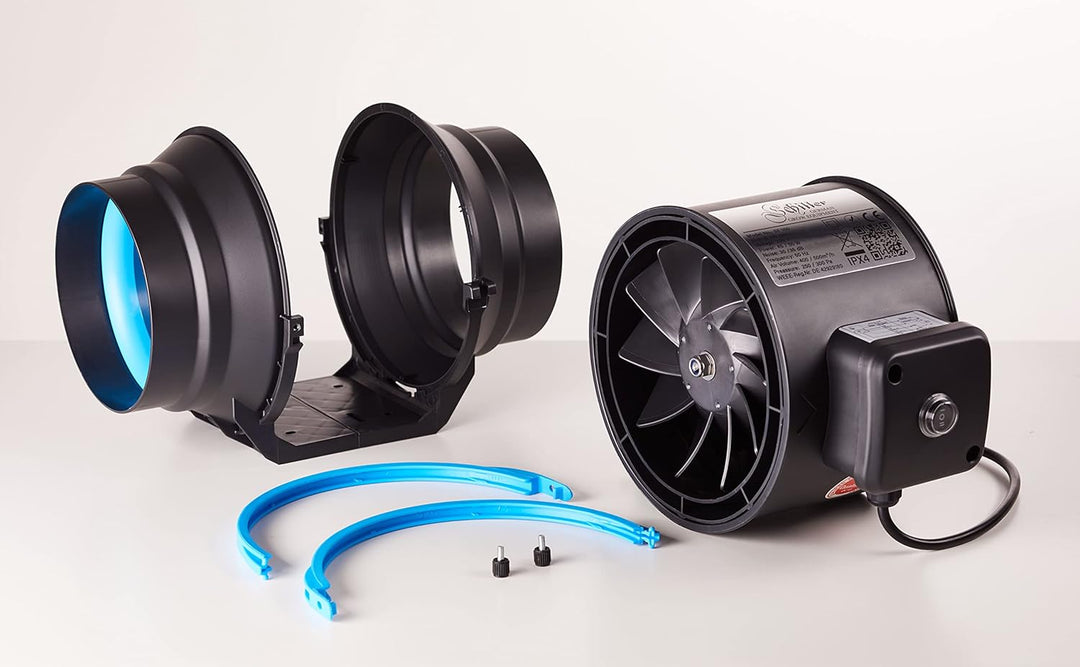 Schiller SF200 Silent 700/850 m³/h – Rohrventilator - 2 Geschwindigkeitsstufen - Grow - Zelt Box Ind