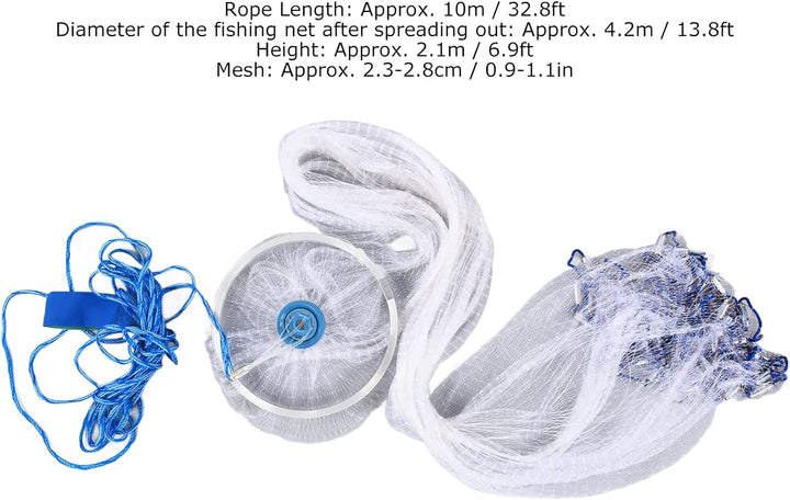 Wurfnetz Zum Fischen, Tragbares Fischernetz, Nylon Mesh Fischnetz zum Fangen von Angelnetz Angelzube