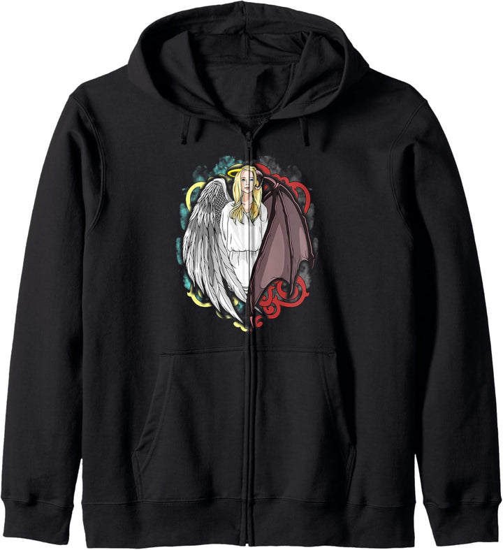 Half Angel Half Devil Nur Half Evil Goth Kapuzenjacke