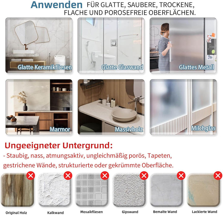 2 Stück Duschregal Ohne Bohren mit Saugnapf, Wasserdicht Badregal Abnehmbarer Bad-Organizer mit Hand