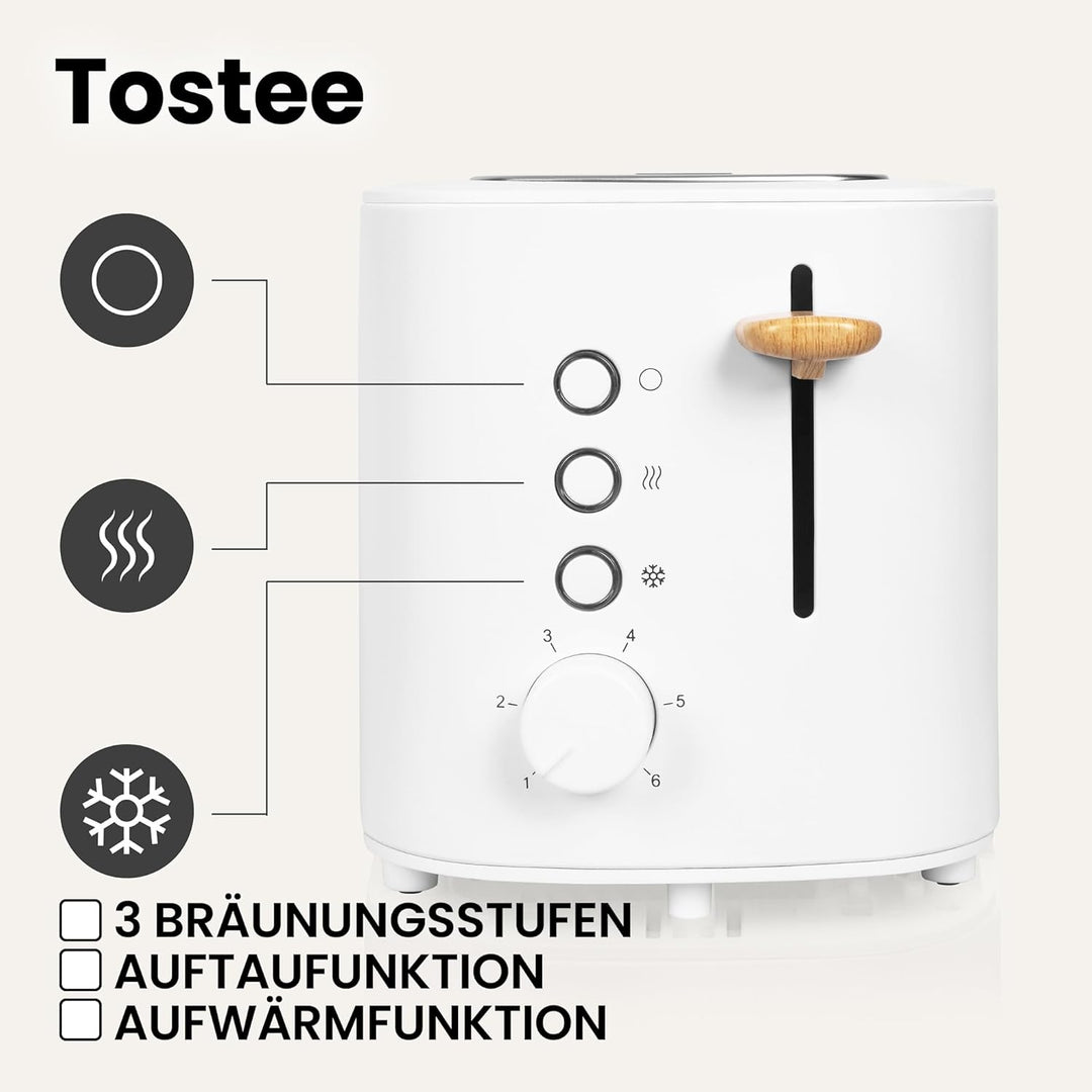 ZEEGMA TOSTEE 2-Scheiben-Toaster, Leistung 820 W, Auftau-, Aufwärm- und Stoppmodus, Krümelfach, Zeit