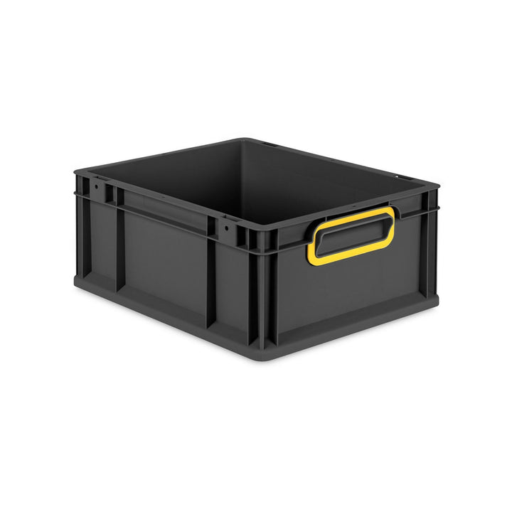 PROREGAL Eurobox NextGen Color | HxBxT 17x30x40cm | 16 Liter | Griffe gelb geschlossen | Schwarz | E