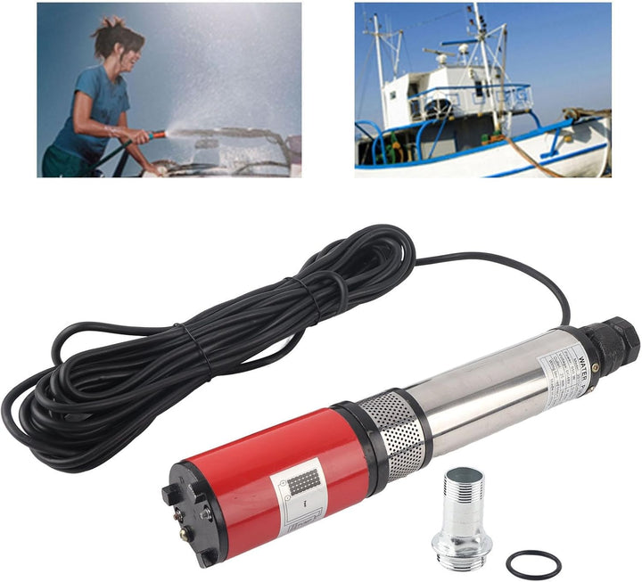 Solar Tauchbrunnenpumpe, 50m DC 48V Tauchpumpe mit Grossem Durchfluss und Hohem Hub, Schwimmendes La