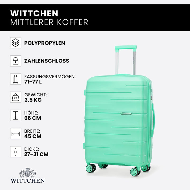 WITTCHEN ARCO Line | Mittelgrosser Koffer Reisetasche | Leichtes Gepäck Polypropylen TSA-Schloss Tel