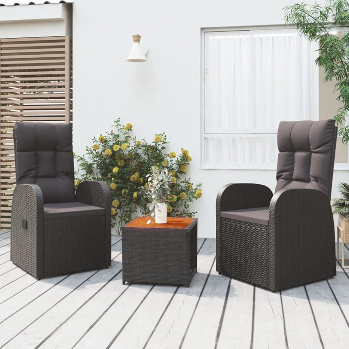 Yolola Rattanmöbel mit 2X Sessel mit Liegefunktion ausgestattet und Beistelltisch, Polyrattan Garten