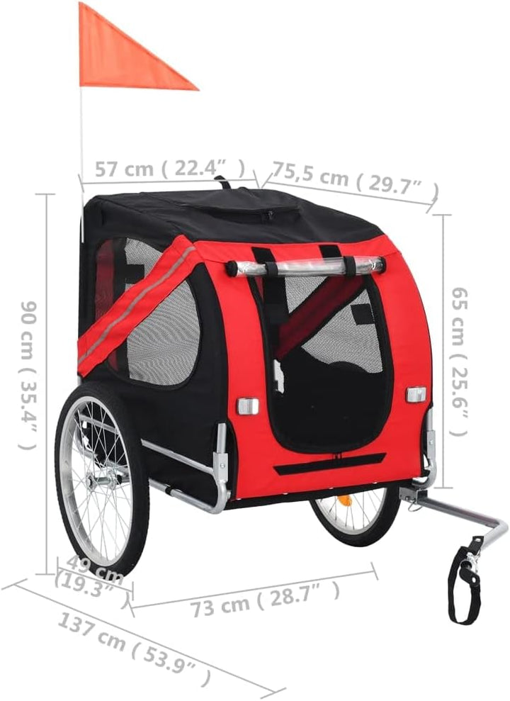 vidaXL Fahrradanhänger für Hunde Hundetransporter Hundeanhänger Fahrrad Anhänger Rot,Schwarz, Rot,Sc