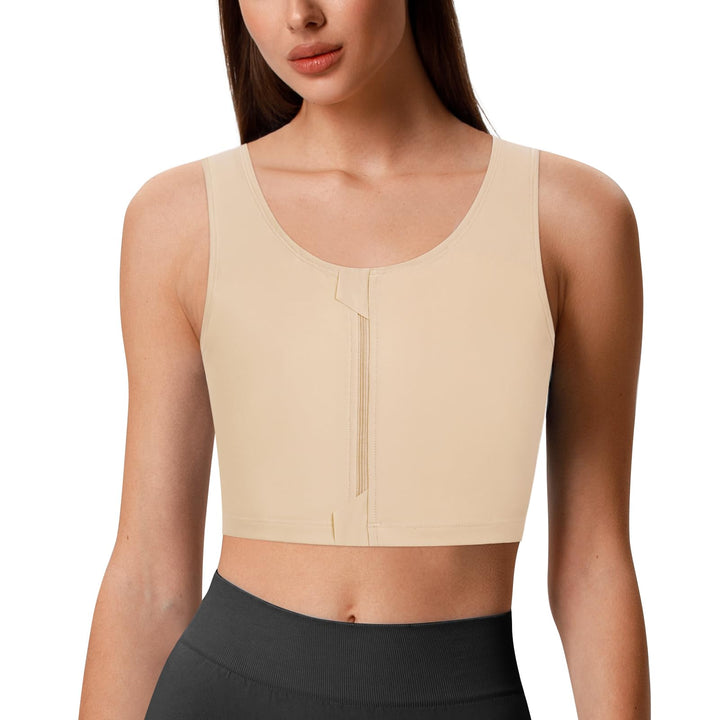 Trans Binder Transgender FTM Zip Up Atmungsaktives Halbes Brust Binder Nude M, Nude M