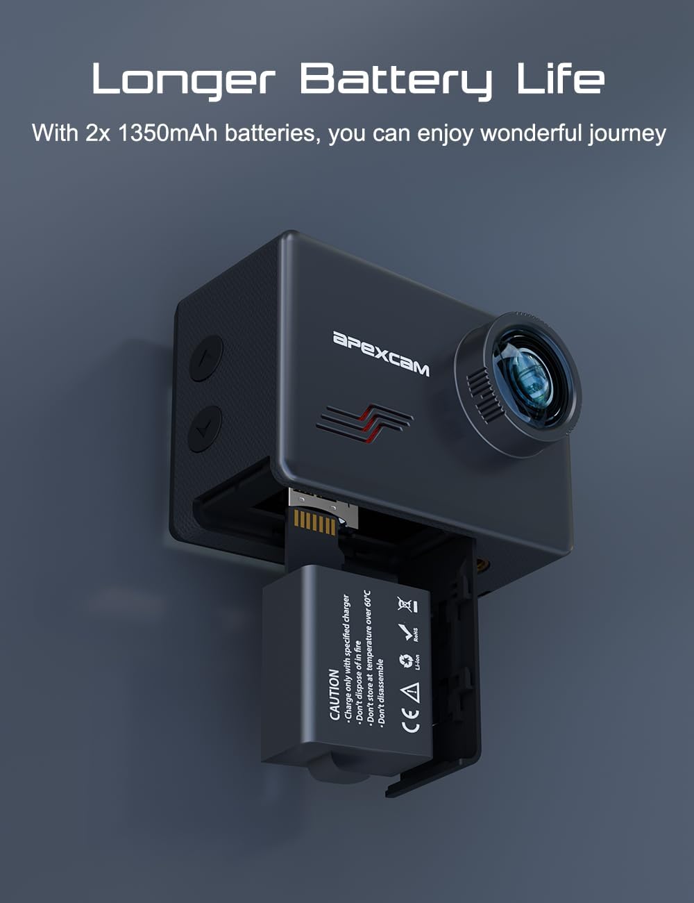 Apexcam M80 mit 64G Karte Action Cam 4K60FPS 48MP WLAN Sportskamera Unterwasserkamera 40m Wasserdich