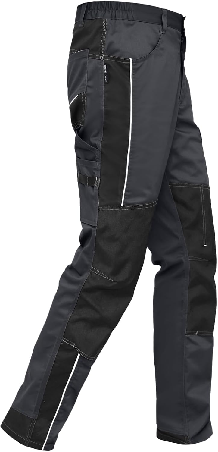 WORK IDEA Herren Stretch-Arbeitshose mit zahlreichen Taschen und Werkzeugtaschen Schwarz 46, Schwarz