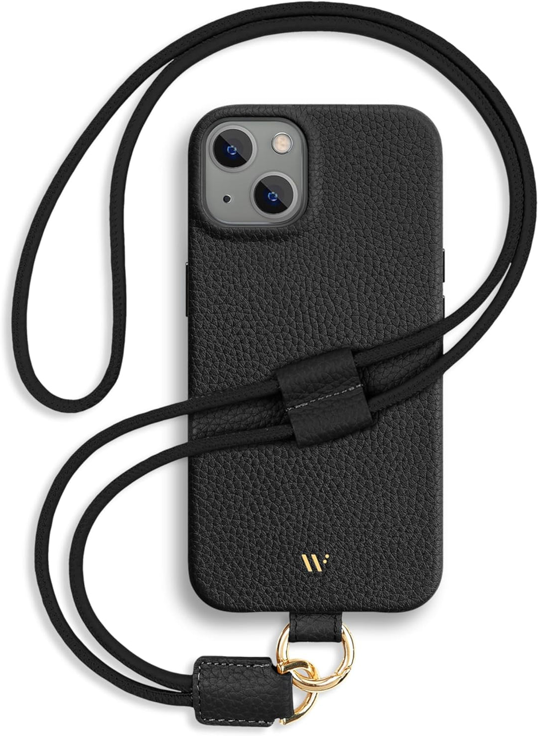 WIIUKA Hülle für iPhone 14, Leder aus Deutschland, Lederhülle Handykette, Premium Handyhülle, Case,