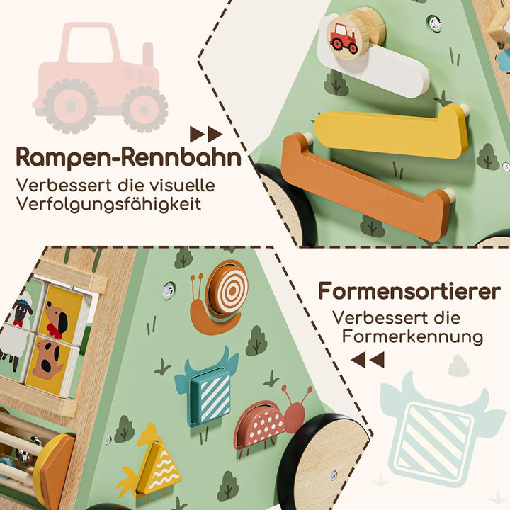 Lauflernwagen, Bauernhof Lauflernhilfe mit 10-in-1 Activity Center, Gehhilfe Baby, Lauflernwagen Hol