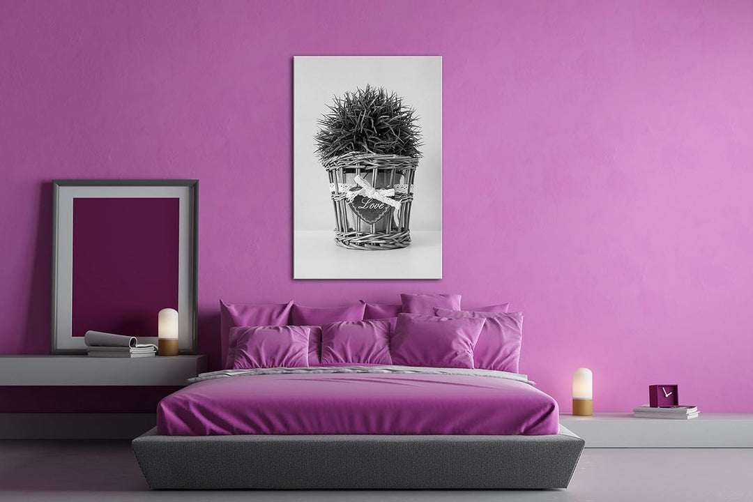 deyoli Schilf im Blumentopf Effekt: Schwarz/Weiss im Format: 80x60 als Leinwandbild, Motiv fertig ge