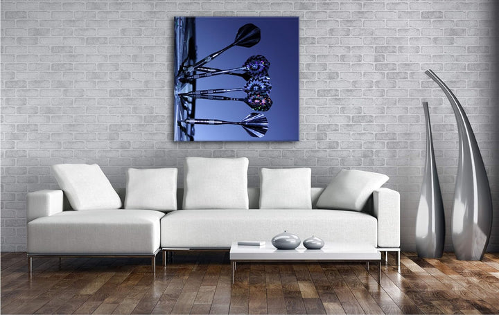 deyoli Darts auf Einer Dartscheibe Format: 70x70 als Leinwandbild, Motiv fertig gerahmt auf Echtholz