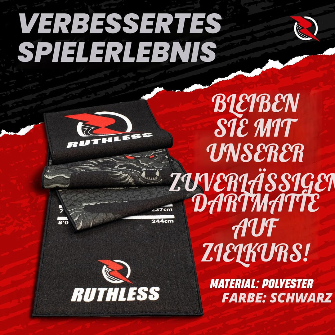 RUTHLESS Dartmatte | strapazierfähige, rutschfeste und langlebige Teppich-Dartmatte für den Boden, s