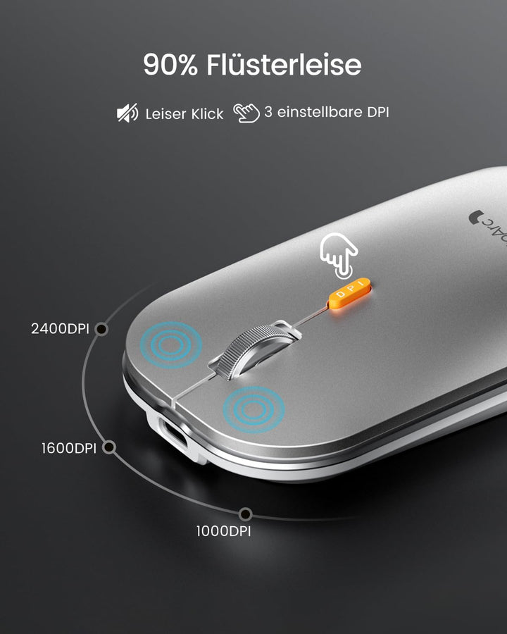 ProtoArc KM100-A Beleuchtet Tastatur Maus Set Kabellos für Mac, Bluetooth QWERTZ Funk Tastatur mit M