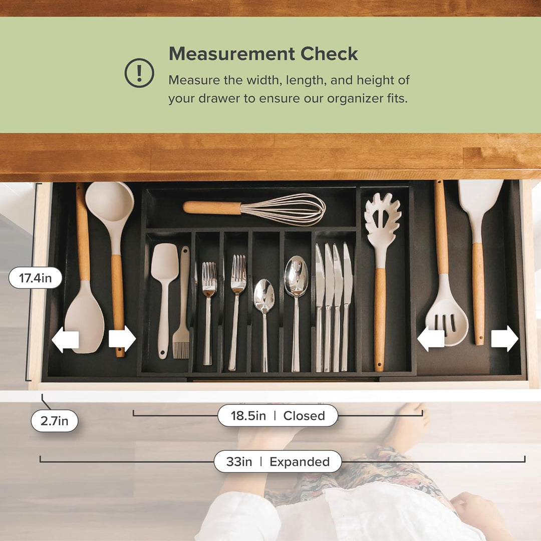 KitchenEdge Plateau à couverts et organisateur d'ustensiles pour tiroirs de cuisine, extensible jusq